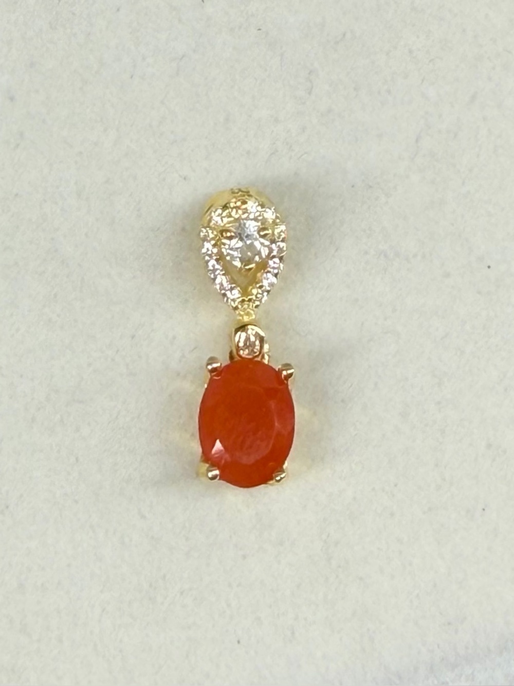 Stunning Natural Orange Carnelian 1.32CT pendant 18K Gold over 925 Sterling Silv